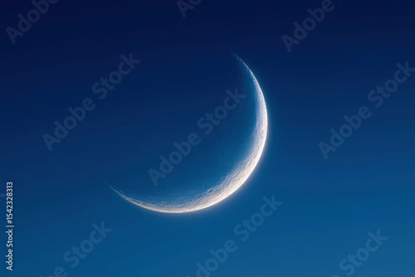 Obraz A crescent moon against the clear blue sky