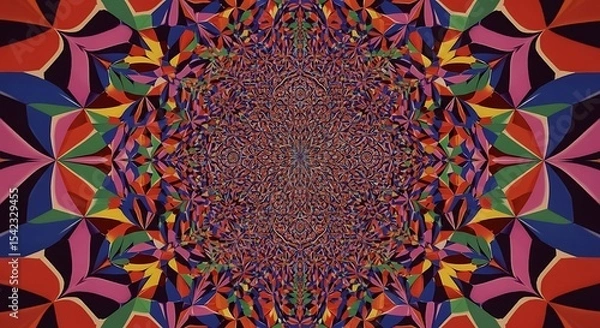 Obraz Vibrant Mandala Design Featuring Geometric Shapes and Bold Colors Perfect for Psychedelic Art Decor