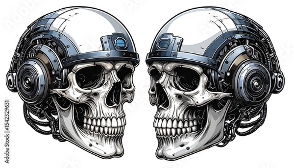 Obraz Robotic Skulls with Futuristic Design.