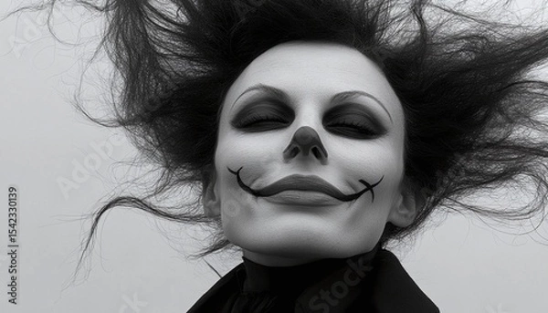 Obraz Woman With Expressionistic Makeup In Monochrome Portrait