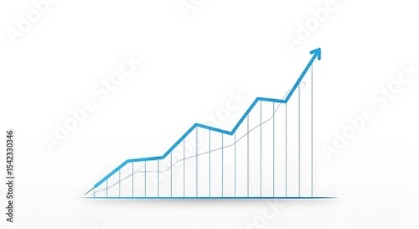 Obraz Blue Ascending Growth Chart Illustrates Business Success and Financial Increase