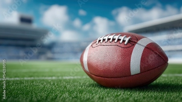 Fototapeta Professional american football on field with grass background