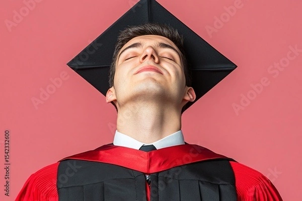 Obraz Young Person In Formal Attire Against Light Background