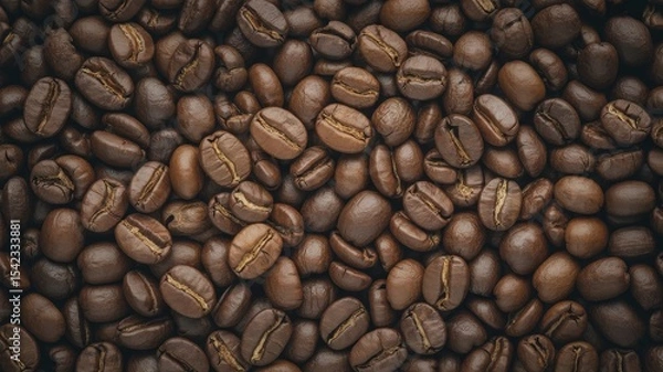 Fototapeta Close-up of aromatic roasted coffee beans background