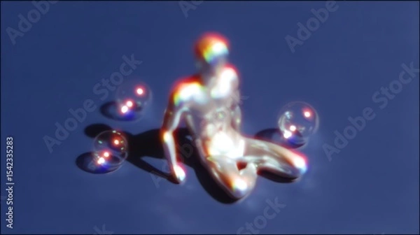 Obraz Abstract figure with bubbles reflecting vibrant colors on surface