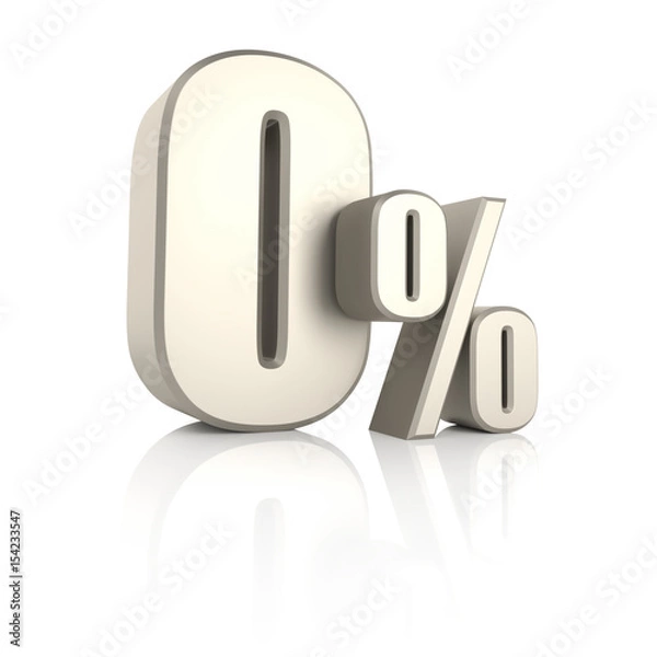 Fototapeta 0 procent na białym tle. Renderowanie 3D