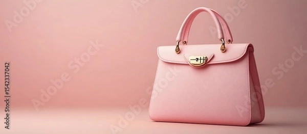 Fototapeta Elegant Pink Handbag on Pink Background: A Fashion Statement
