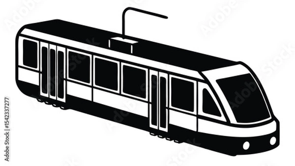 Fototapeta A modern tram is shown isolated on white background