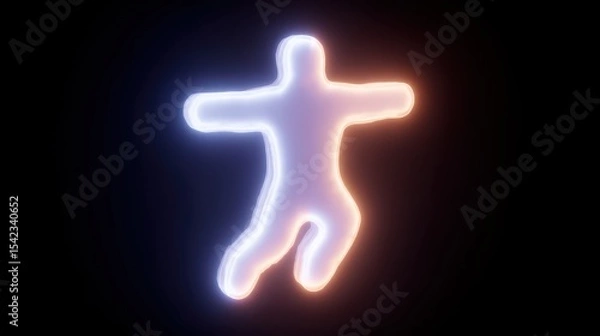 Obraz Abstract Human Figure Silhouette with Glowing Neon Effect