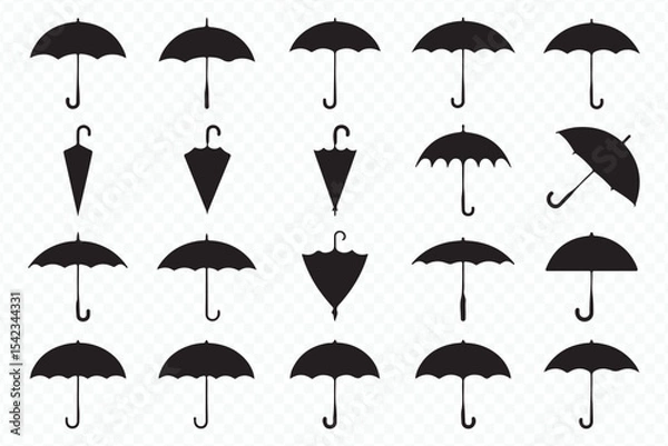 Obraz Minimalist Flat Umbrella Icon Pack: Weather and Fashion Vector EPS