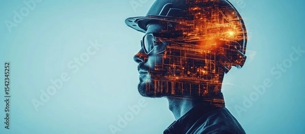 Fototapeta The Future of Construction:  A Vision of Technological Integration in the Building Industry