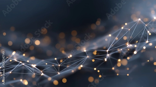 Obraz Abstract Geometric Background with Connecting Dots and Lines