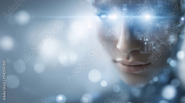 Fototapeta Merging Human and Machine in a Futuristic Technology Integration