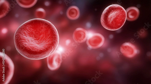 Obraz Electron Microscope View of Glowing Red Blood Cells