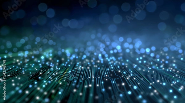 Obraz Abstract Circuit Board with Glowing Electronic Hardware Technology