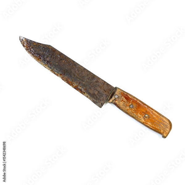 Obraz Old and rusty knife on white background