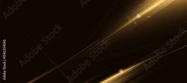 Fototapeta Abstract Golden Glow on Black Background with Luxury Light Effect