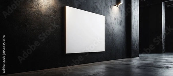 Fototapeta Blank Canvas in Dark Gallery Hallway