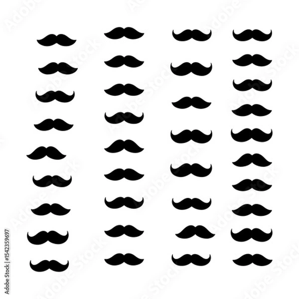 Fototapeta Collection of Mustache Silhouettes  A Diverse Range of  Stylish and Classic Designs for Digital Projects