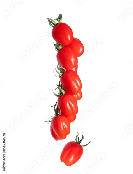 Fototapeta Fresh cherry tomatoes on vine isolated on a white background