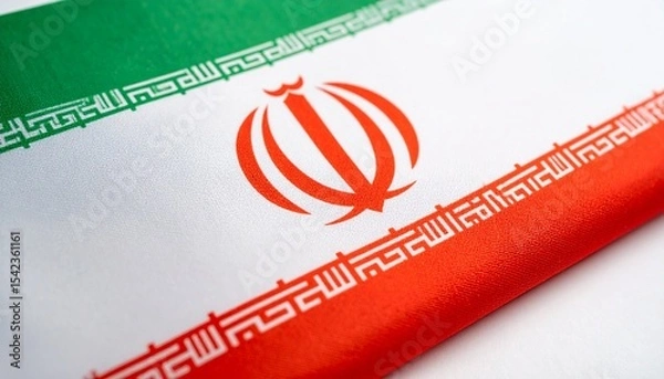 Fototapeta Iran flag close up folded on white background