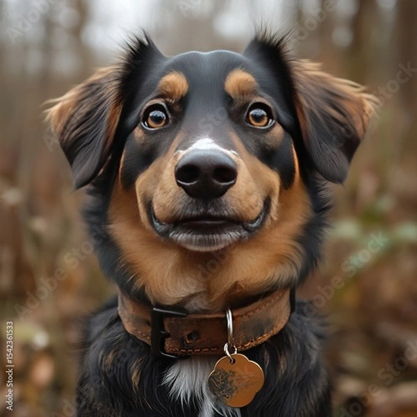 Fototapeta A dog in a collar. Generative AI
