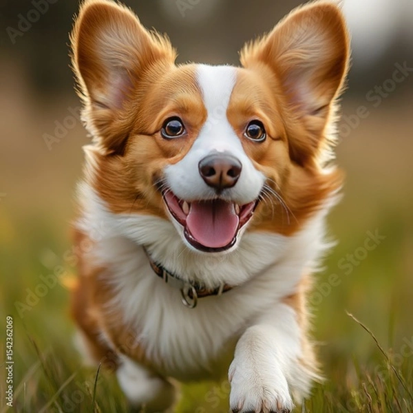 Fototapeta A dog running across a field. Generative AI