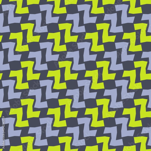 Fototapeta Seamless Geometric Zigzag Pattern in Green and Gray