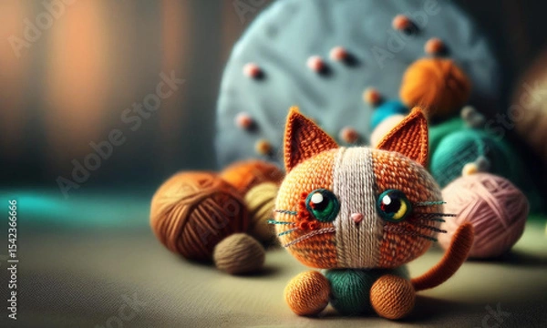 Fototapeta Orange Wool Cat with Whitespace