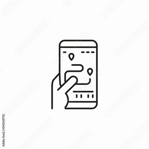 Fototapeta phone route planning icon sign vector