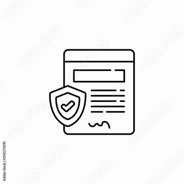 Fototapeta secure document policy icon sign vector