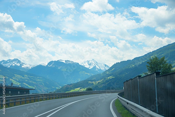 Obraz Expressway to the Austrian Zillertal, Tyrolean Alps with view of the Ahornspitze