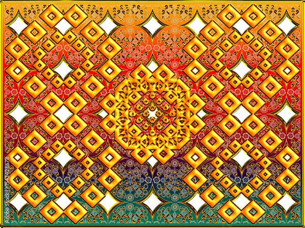 Fototapeta Golden abstract seamless pattern, 3D Wall-Art Design