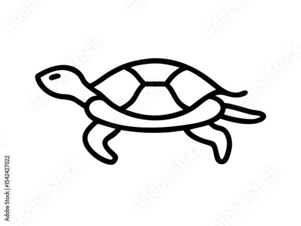 Fototapeta Sea Turtle Line Icon Vector - Endangered Species Silhouette with Editable Stroke & Pixel Perfect