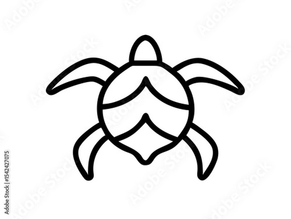 Fototapeta Sea Turtle Line Icon Vector - Endangered Species Silhouette with Editable Stroke & Pixel Perfect