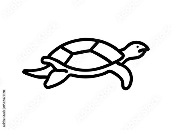 Fototapeta Sea Turtle Line Icon Vector - Endangered Species Silhouette with Editable Stroke & Pixel Perfect