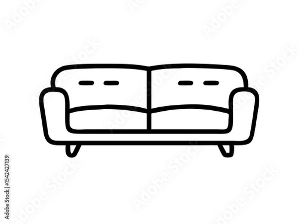 Fototapeta Scandinavian Sofa Line Art Vector - Minimalist Outline Icon for Interior Design & Apps