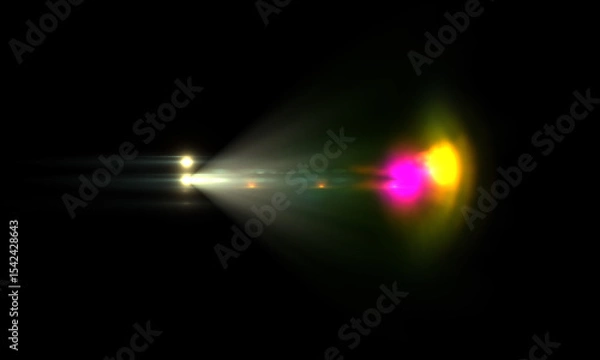 Fototapeta Color Lens Flare light over Black Background. Easy to add overlay or screen filter over Photos