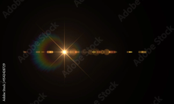 Fototapeta Color Lens Flare light over Black Background. Easy to add overlay or screen filter over Photos