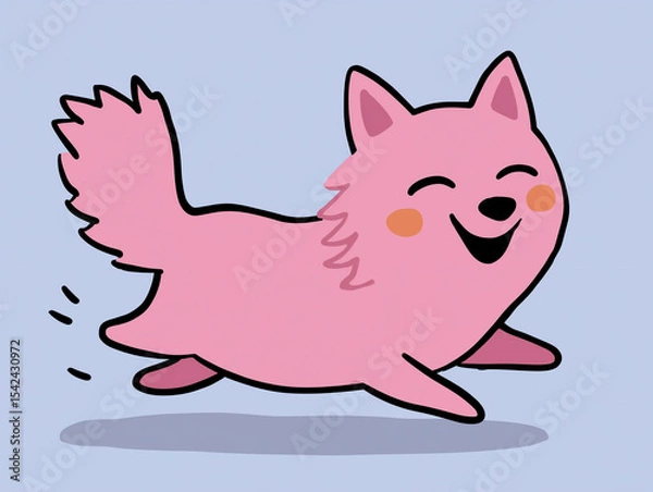 Fototapeta Cartoon Dog Joyfully Chasing Its Tail in a Playful Animated Style at a Sunny Park Setting