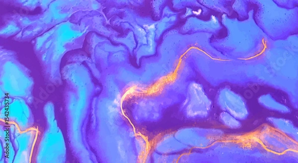 Fototapeta Vibrant Abstract Purple and Blue Ink Texture – Fluid Alcohol Ink Flow with Marble-Like Organic Pattern for Backgrounds, Wallpapers, and Artistic Projects