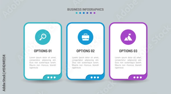 Fototapeta Horizontal progress bar featuring 3 arrow-shaped elements, symbolizing three six stages of business strategy and progression. Clean timeline infographic design template. Vector for presentation