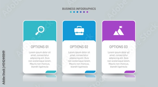 Fototapeta Horizontal progress bar featuring 3 arrow-shaped elements, symbolizing three six stages of business strategy and progression. Clean timeline infographic design template. Vector for presentation