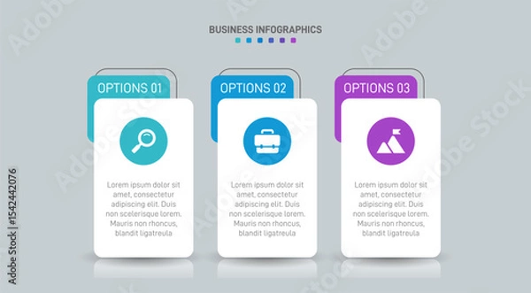 Fototapeta Horizontal progress bar featuring 3 arrow-shaped elements, symbolizing three six stages of business strategy and progression. Clean timeline infographic design template. Vector for presentation
