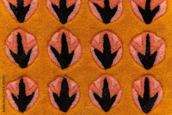 Fototapeta Bird footprints on soft carpet close up