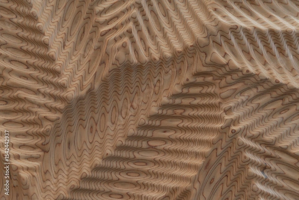 Fototapeta Carved pine panel with wavy grain pattern