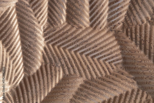 Fototapeta Parametric carved pine panel with dynamic grain ripples