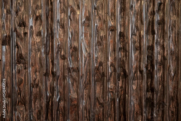 Fototapeta Dark carved wood panel with deep ripple pattern
