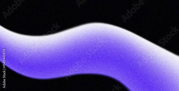 Fototapeta Blue purple dynamic abstract 3d figure on black backdrop, noise texture grainy banner, header poster background