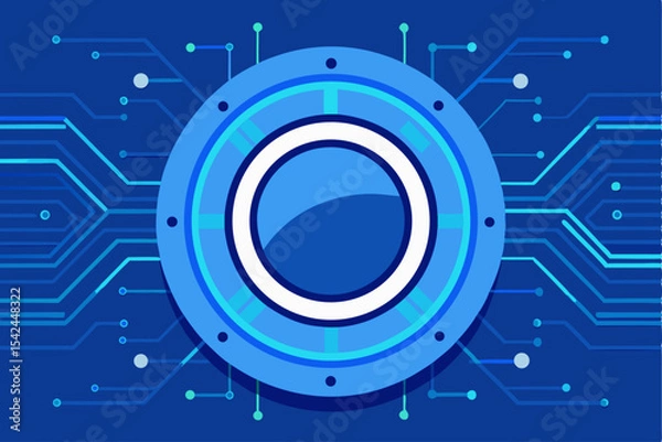 Obraz Blue tech circular pattern, circuit board concept, technology, digital innovation, vector illustration for electronic or tech projects.